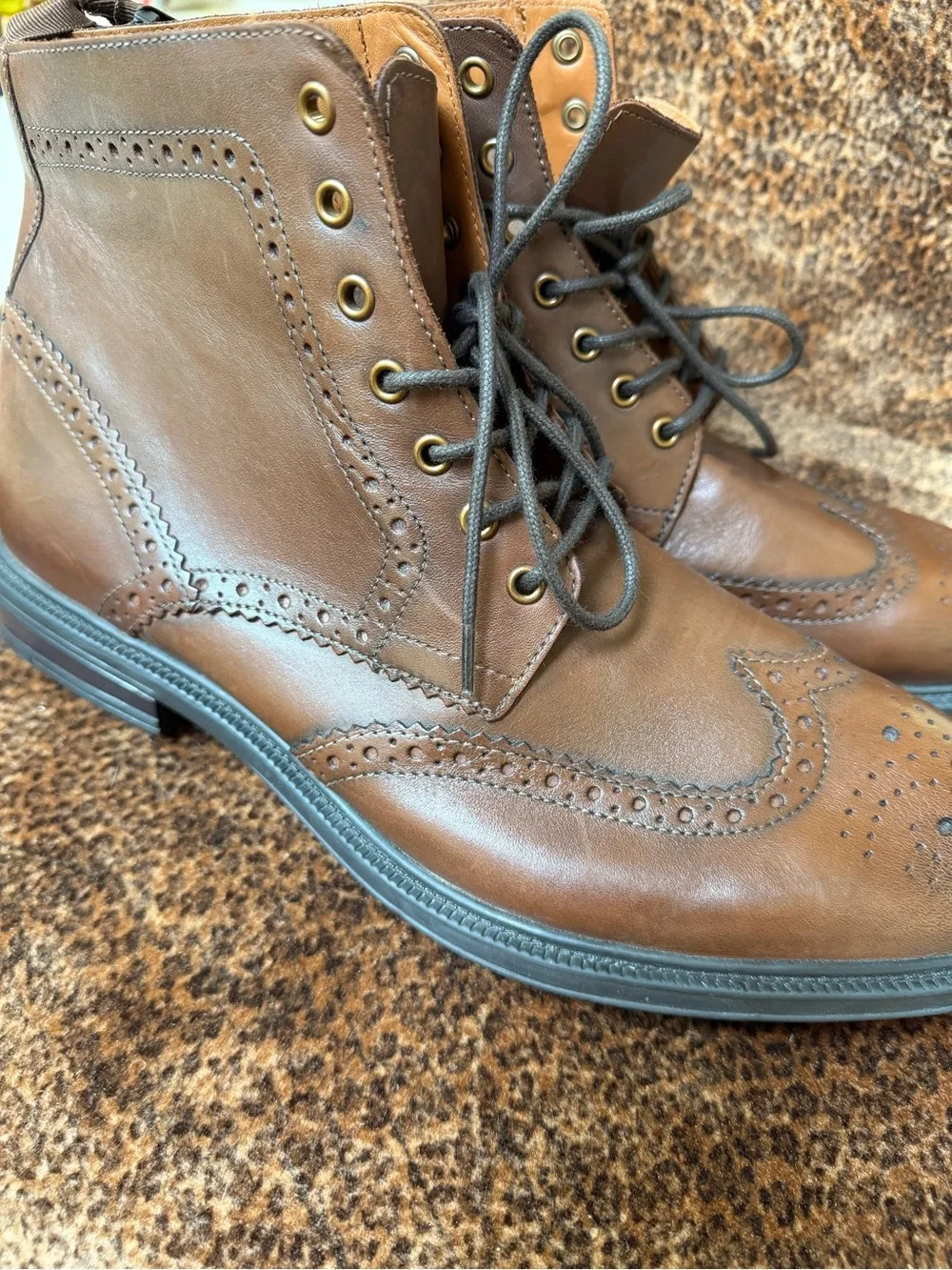 Stafford Brown Leather Chukka Wingtip Boots